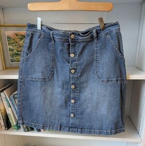 Y2K Kensie Vintage Denim Skirt Button Front Jean Size XL Coastal Cowgirl Boho